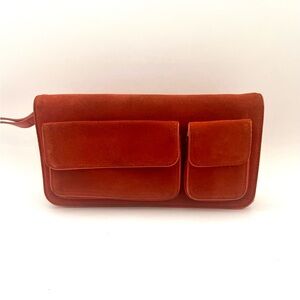 Banana Republic orange Genuine Suede Clutch Bag-Wristlet W leather  Handle